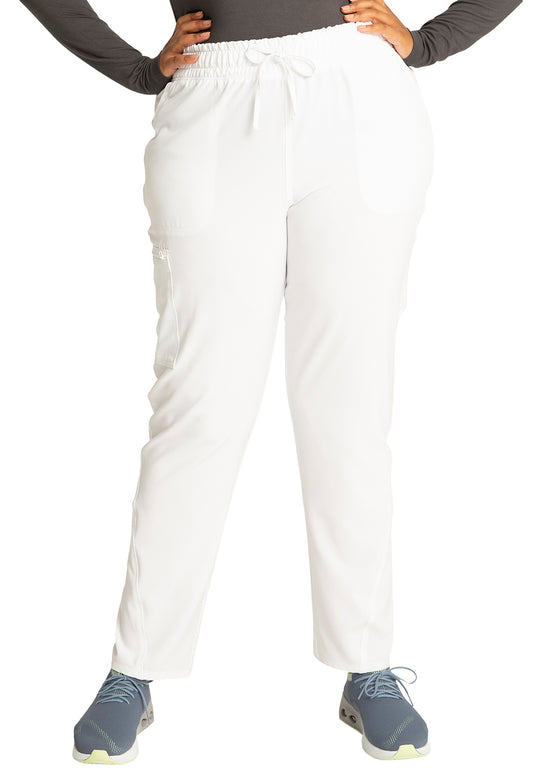 Allura CKA184 Women's Mid Rise Drawstring Tapered Leg Scrub Pants White
