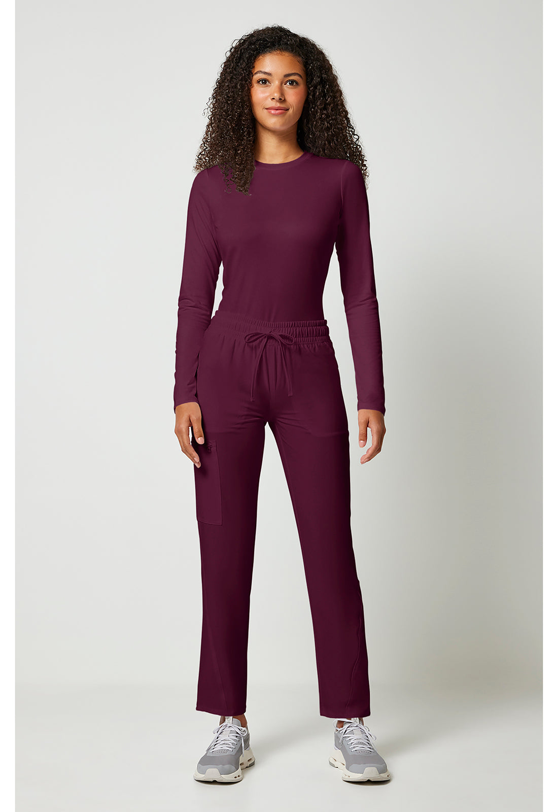 Allura CKA184 Women's Mid Rise Drawstring Tapered Leg Scrub Pants image 2