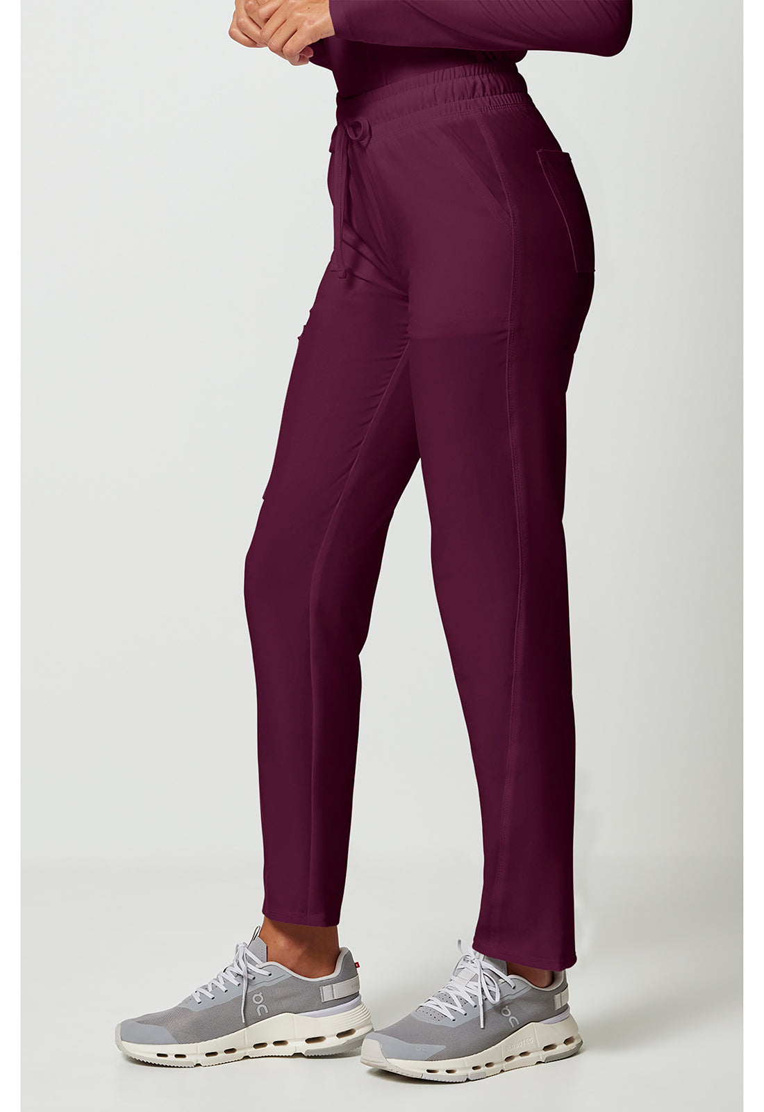 Allura CKA184 Women's Mid Rise Drawstring Tapered Leg Scrub Pants Wine