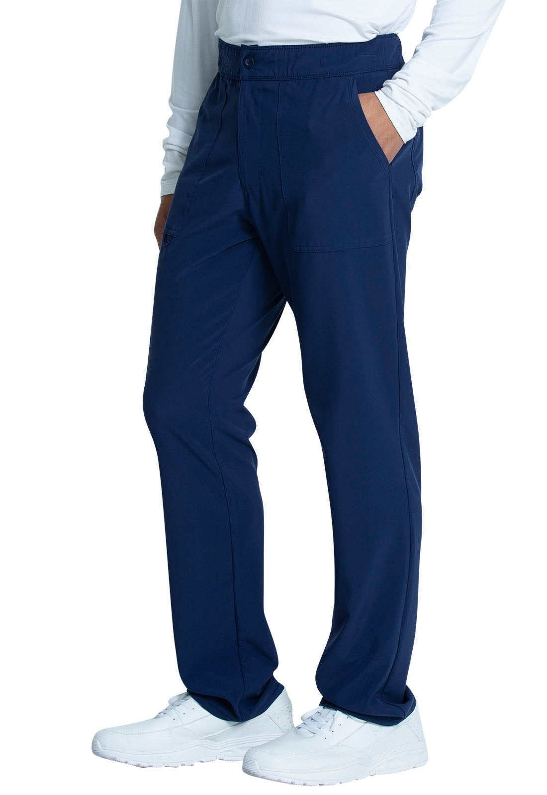 Allura CKA186 Men's Fly Front Cargo Pants Navy Model Image Right Side | Cherokee