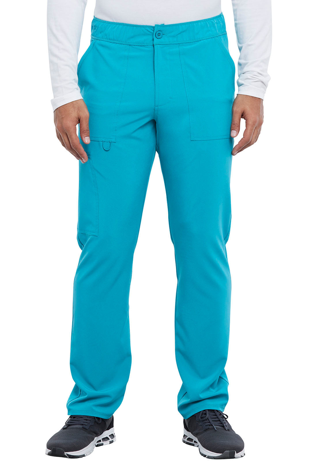 Allura CKA186 Men's Fly Front Cargo Pants Teal Blue Model Image Front | Cherokee