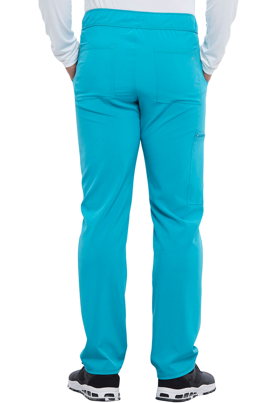 Allura CKA186 Men's Fly Front Cargo Pants Teal Blue Model Image Back | Cherokee