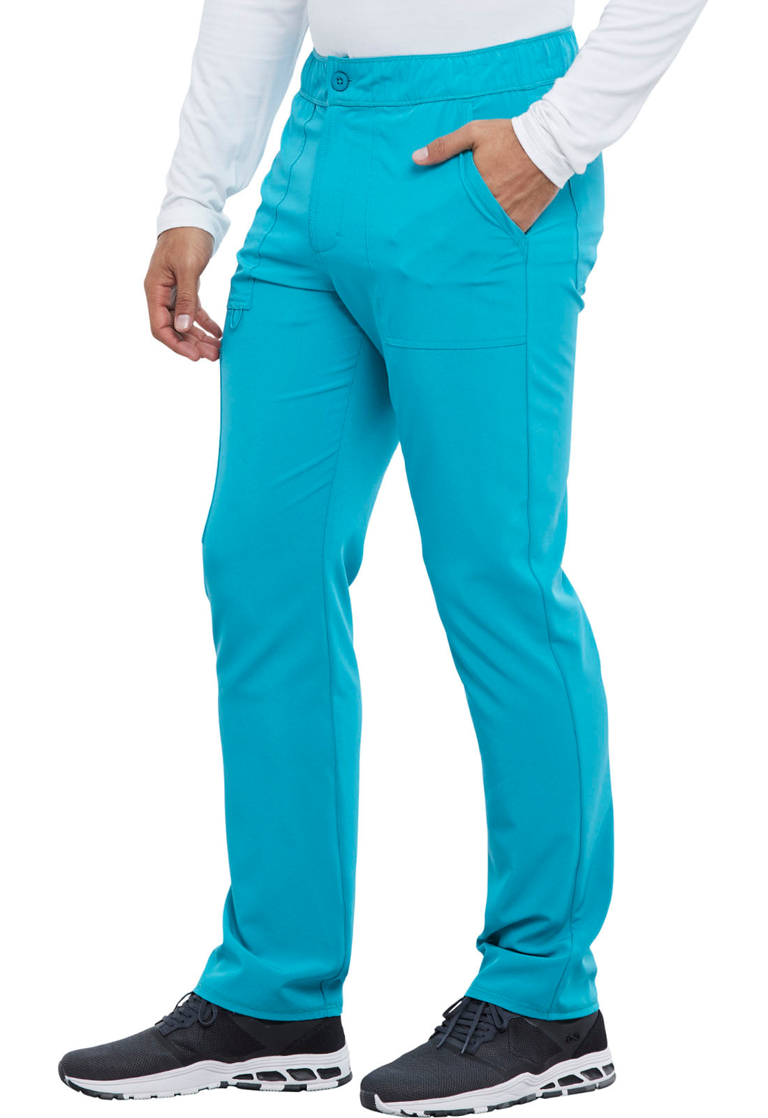 Allura CKA186 Men's Fly Front Cargo Pants Teal Blue Model Image Right Side | Cherokee