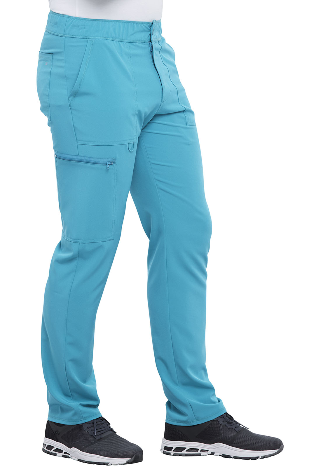 Allura CKA186 Men's Fly Front Cargo Pants Teal Blue Model Image Left Side | Cherokee