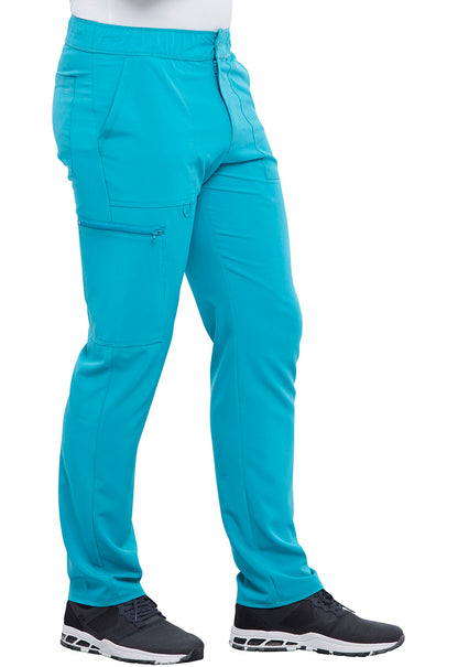 Allura CKA186 Men's Fly Front Cargo Pants Teal Blue Model Image Left Side | Cherokee