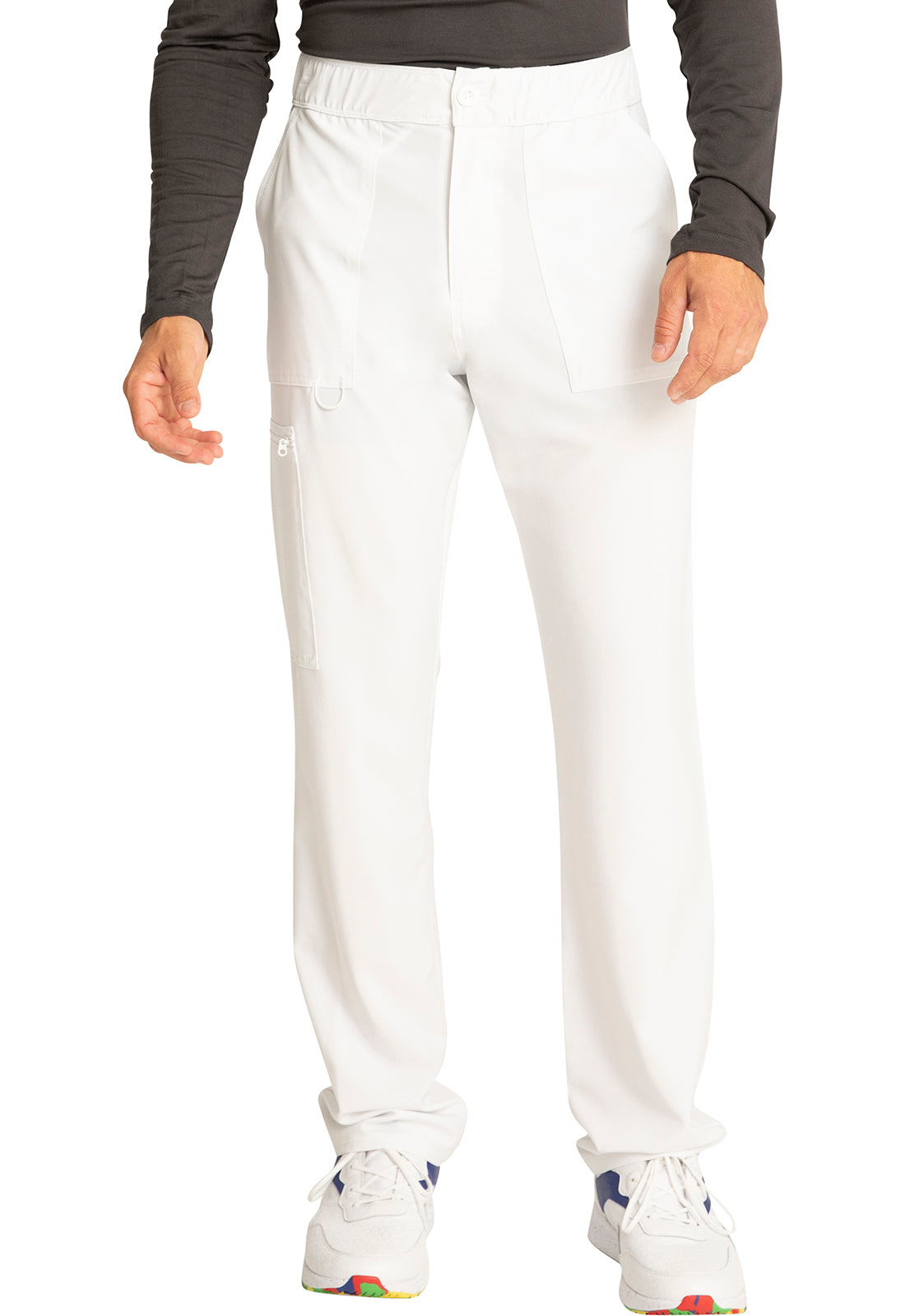 Allura CKA186 Men's Fly Front Cargo Pants White Model Image Front | Cherokee