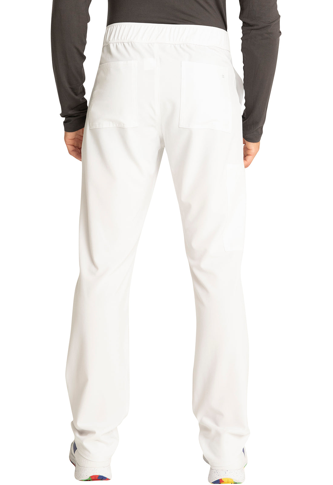 Allura CKA186 Men's Fly Front Cargo Pants White Model Image Back | Cherokee