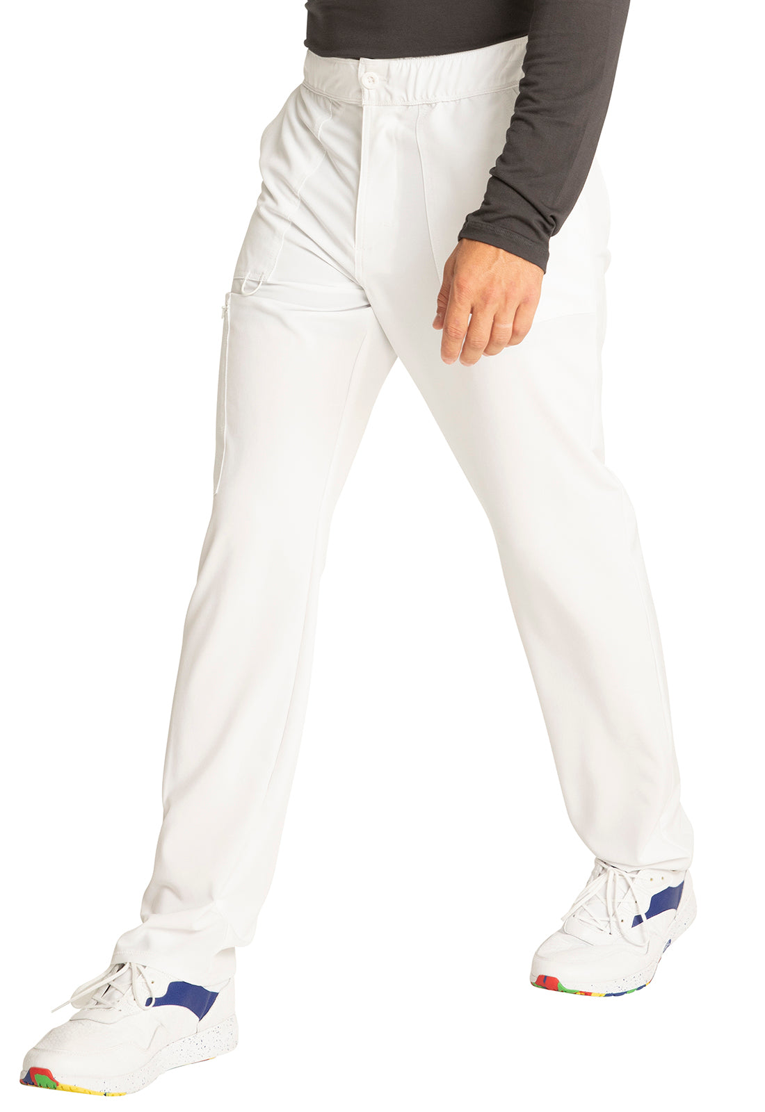 Allura CKA186 Men's Fly Front Cargo Pants White Model Image Right Side | Cherokee