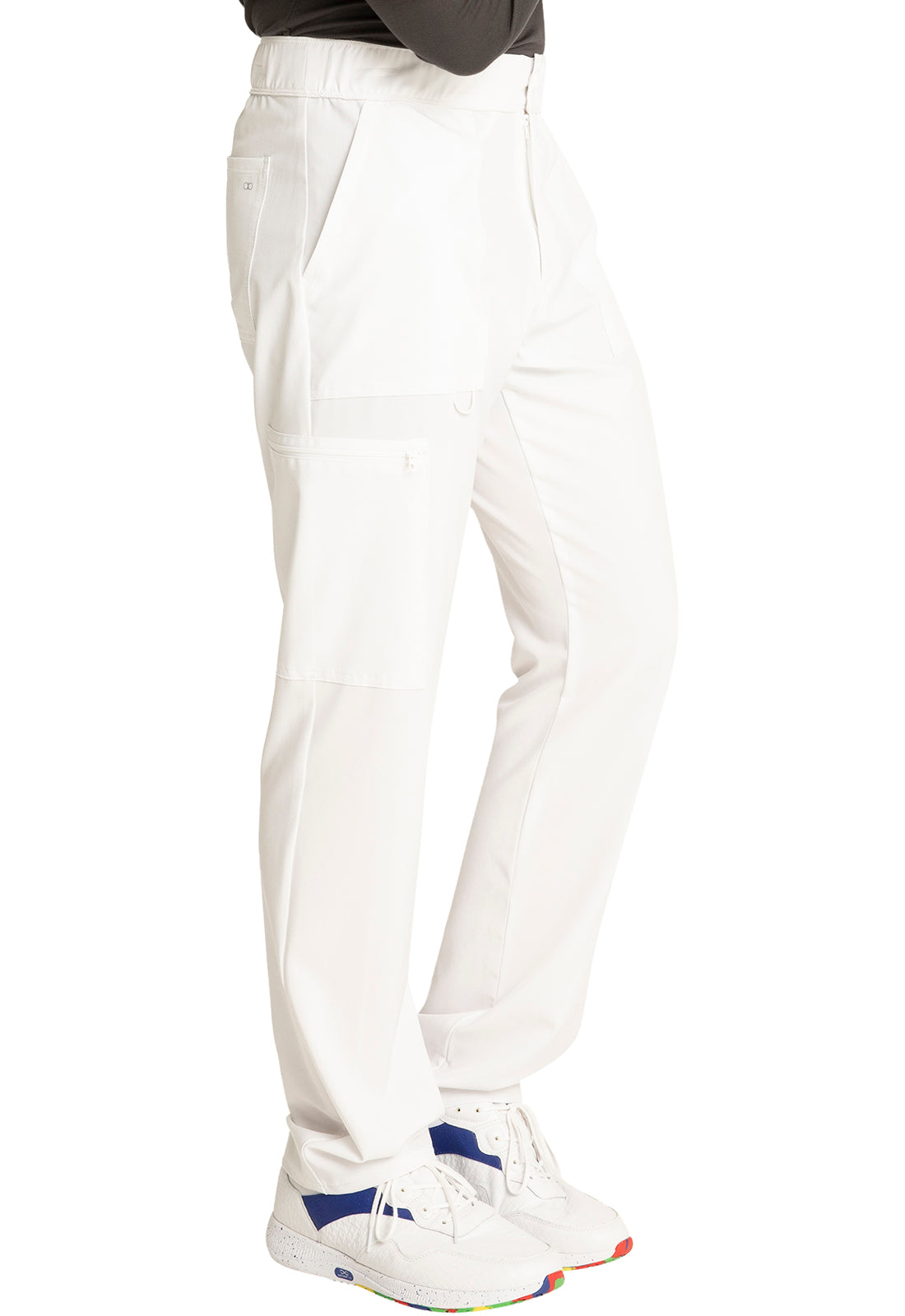 Allura CKA186 Men's Fly Front Cargo Pants White Model Image Left Side | Cherokee