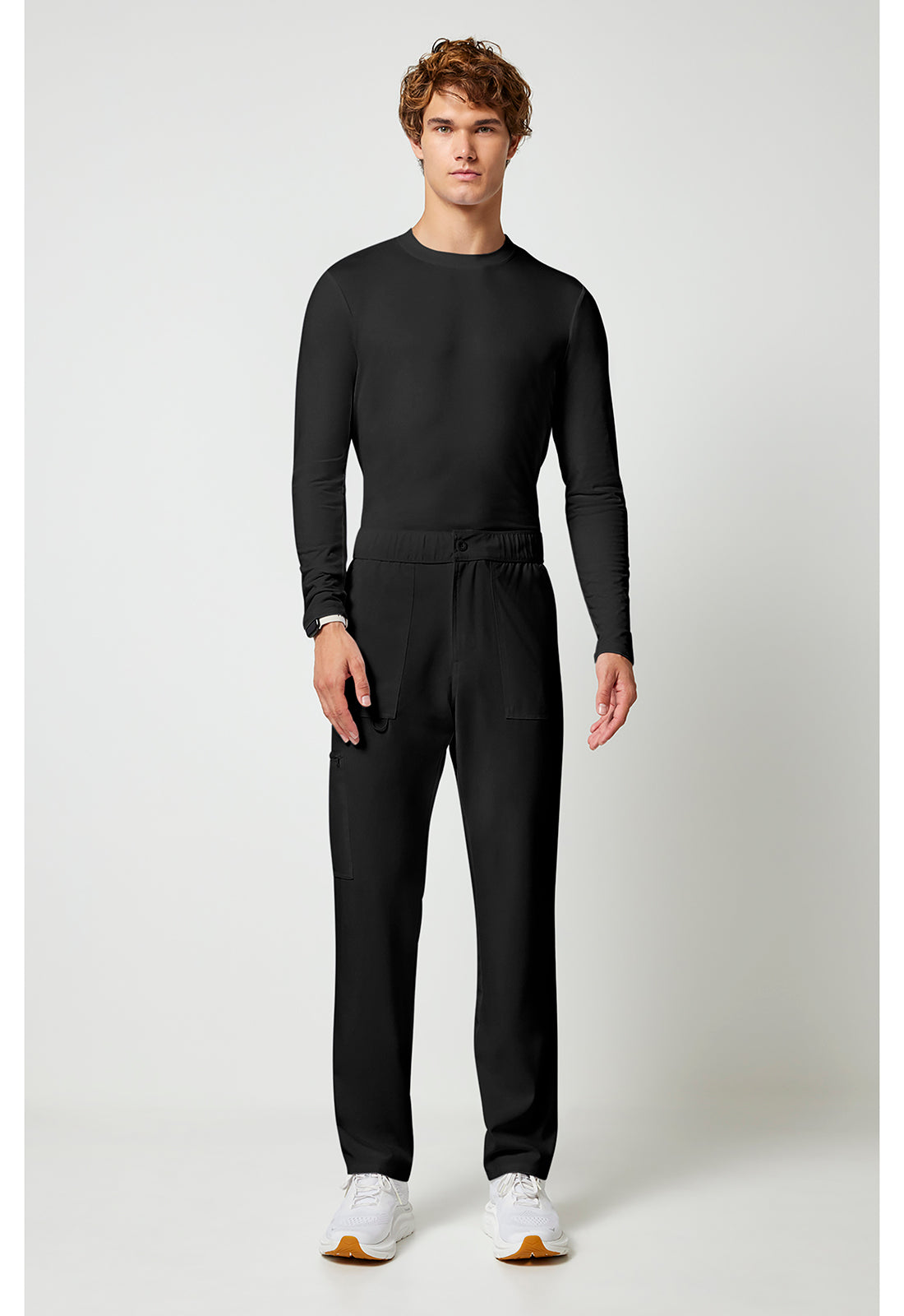 Allura CKA186 Men's Fly Front Cargo Scrub Pants Black