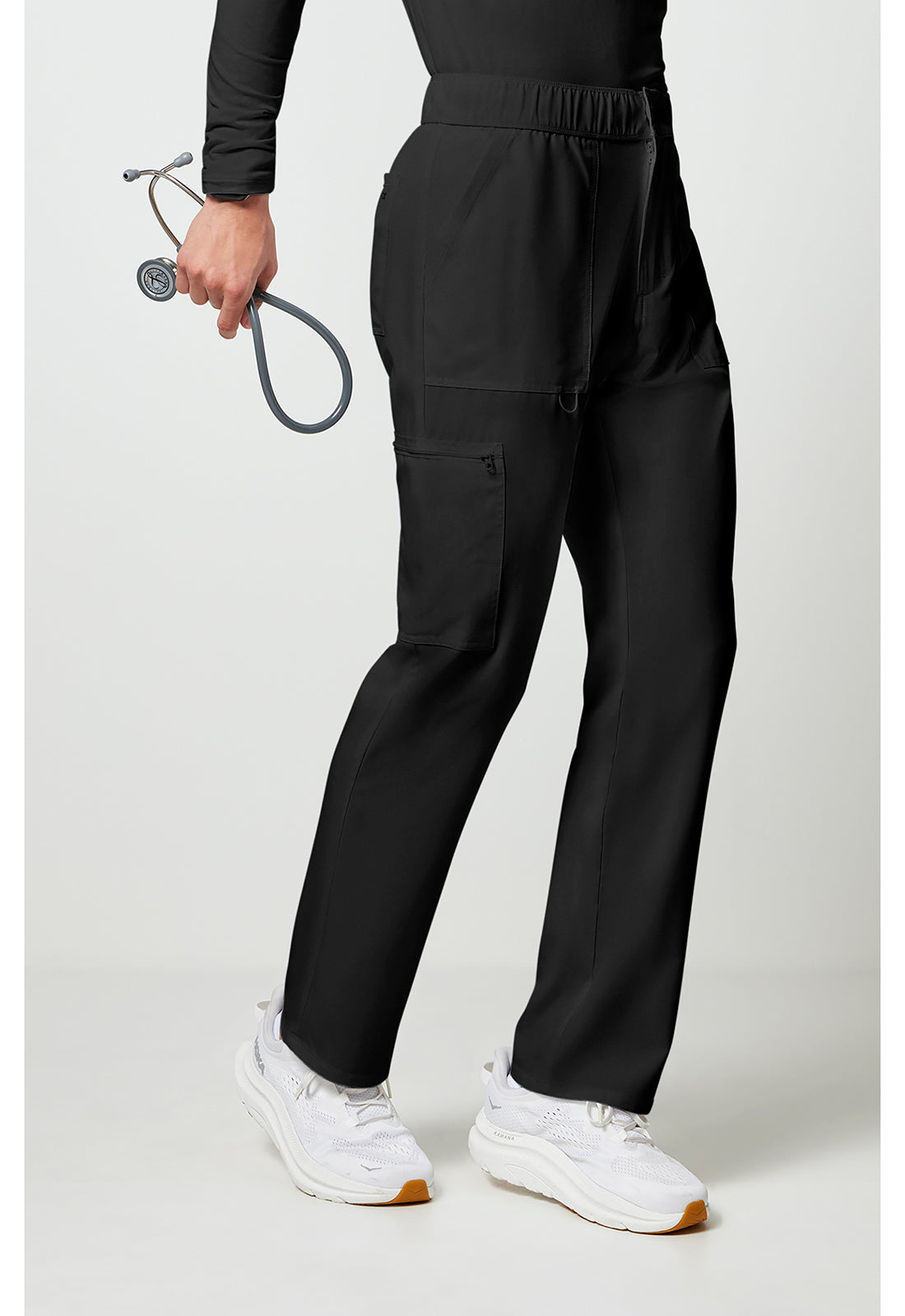 Allura CKA186 Men's Fly Front Cargo Scrub Pants Black