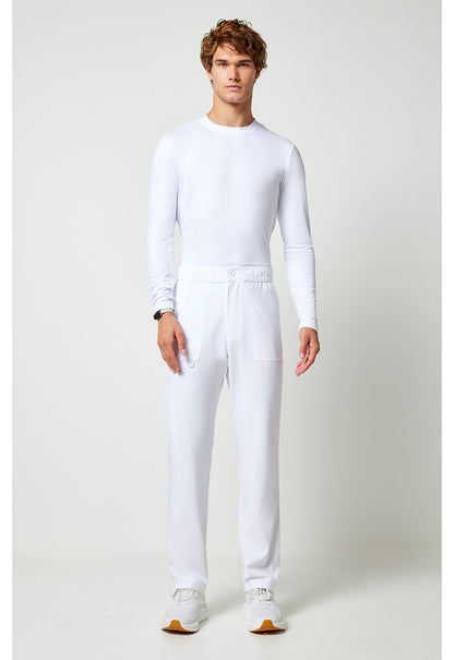 Allura CKA186 Men's Fly Front Cargo Scrub Pants White