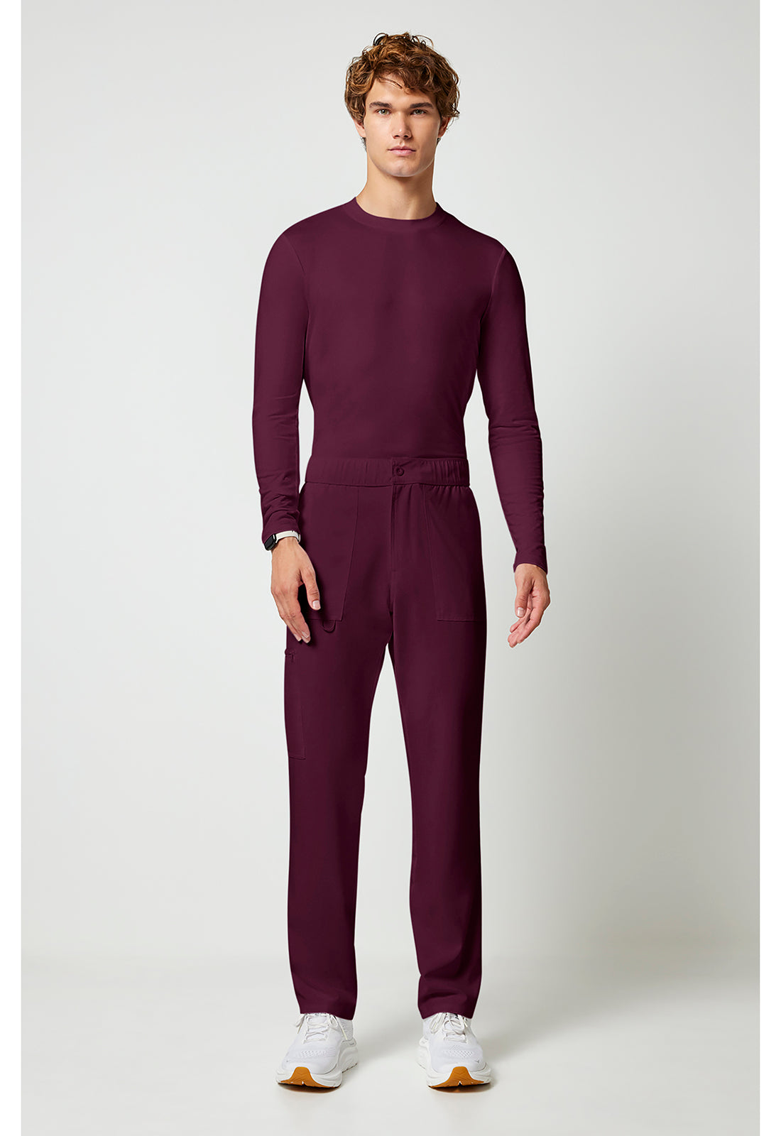 Allura CKA186 Men's Fly Front Cargo Scrub Pants Wine