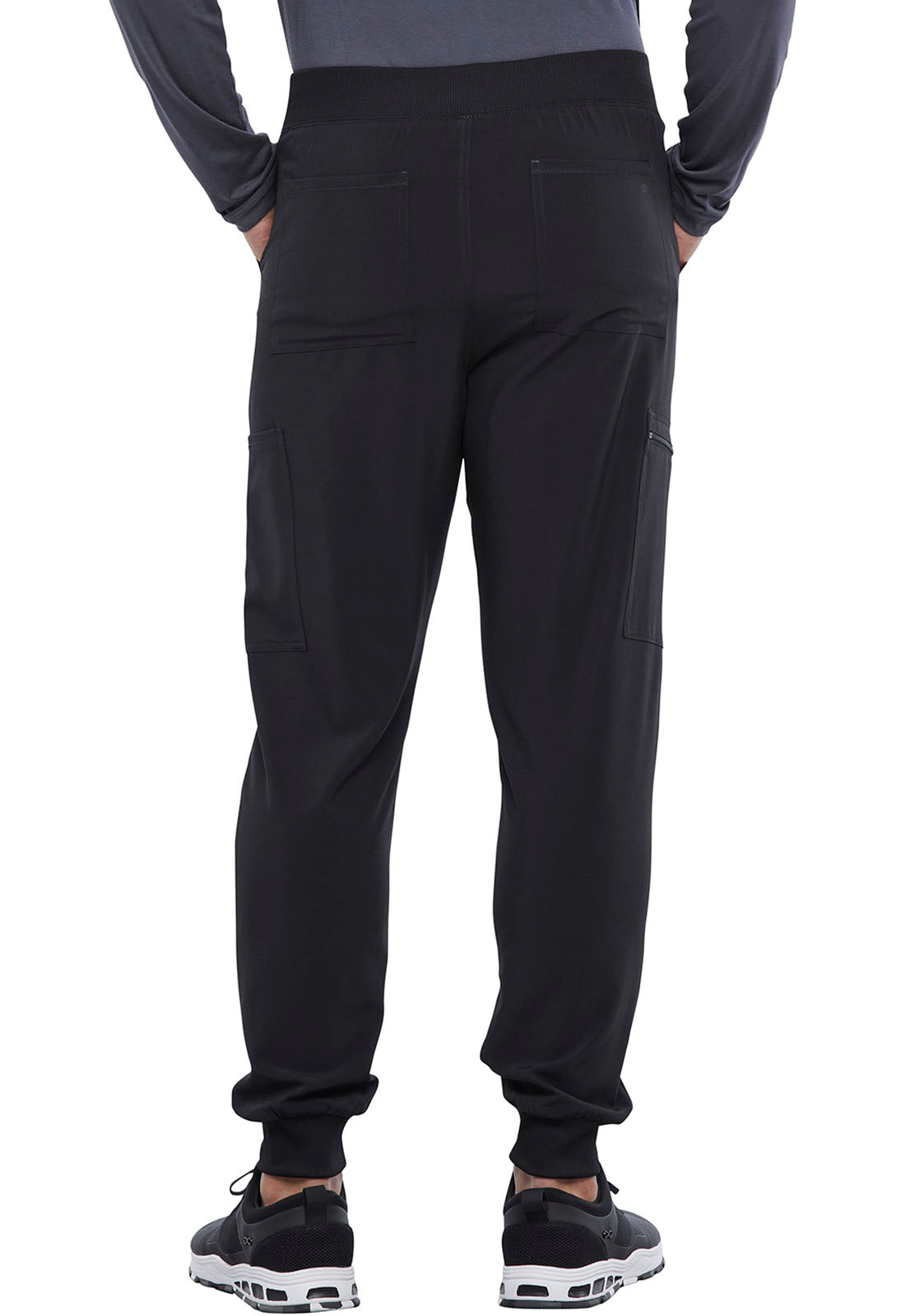 Allura CKA189 Men's Mid Rise Jogger Black Model Image Back | Cherokee