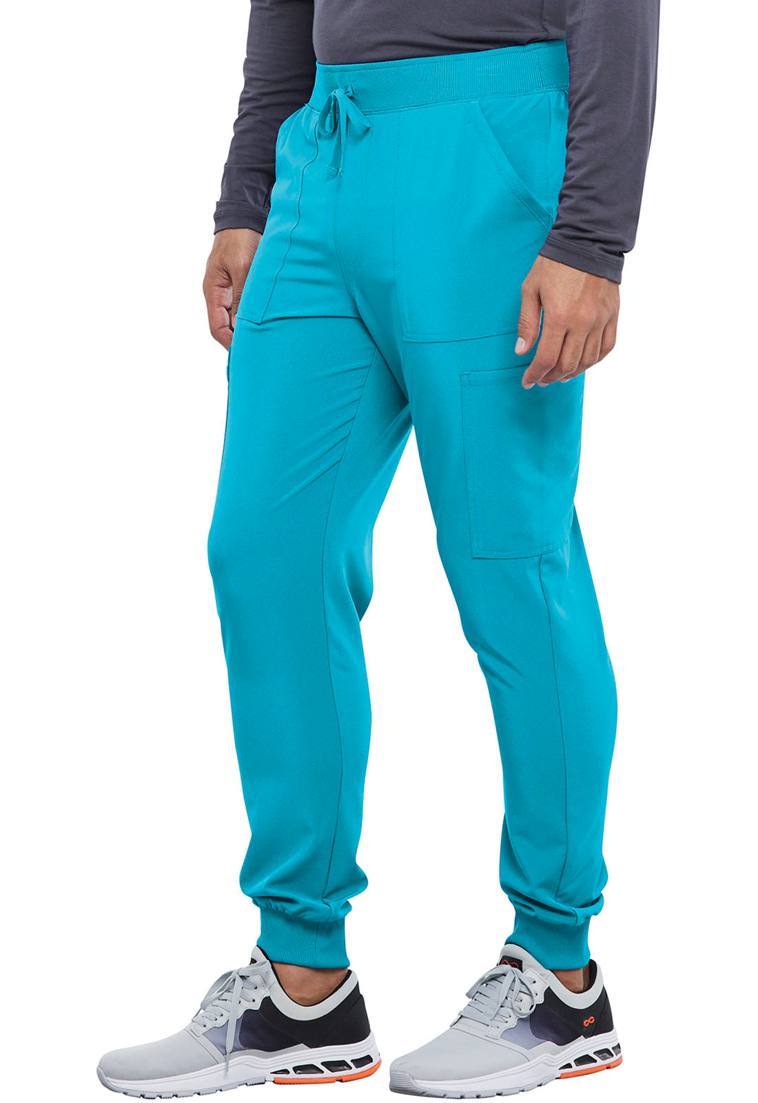 Allura CKA189 Men's Mid Rise Jogger Teal Blue Model Image Right Side | Cherokee