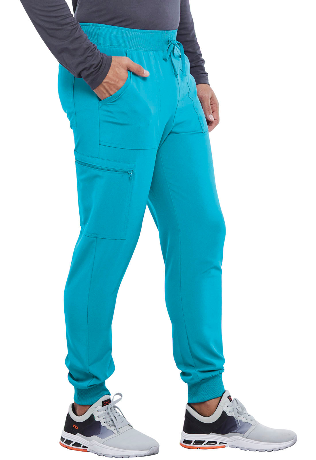 Allura CKA189 Men's Mid Rise Jogger Teal Blue Model Image Left Side | Cherokee