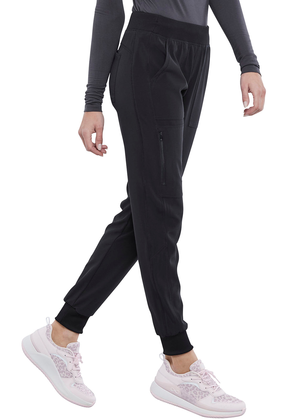 Allura CKA190 Mid Rise Jogger Black Model Image Left Side | Cherokee