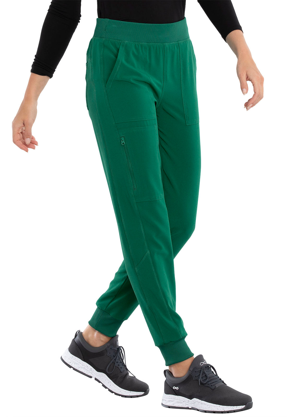 Allura CKA190 Mid Rise Jogger Hunter Green Model Image Left Side | Cherokee