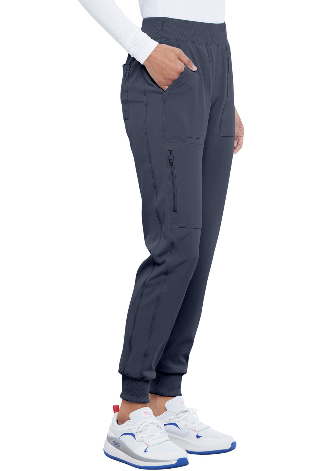 Allura CKA190 Mid Rise Jogger Pewter Model Image Left Side | Cherokee