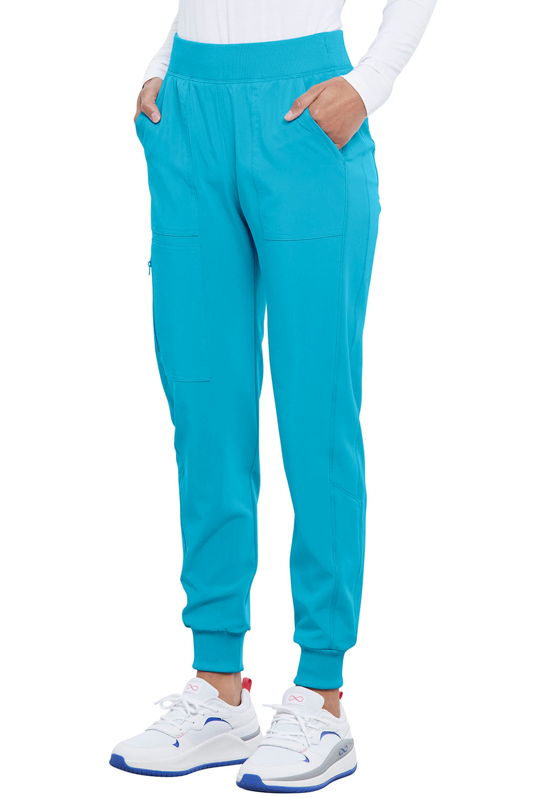 Allura CKA190 Mid Rise Jogger Teal Blue Model Image Right Side | Cherokee