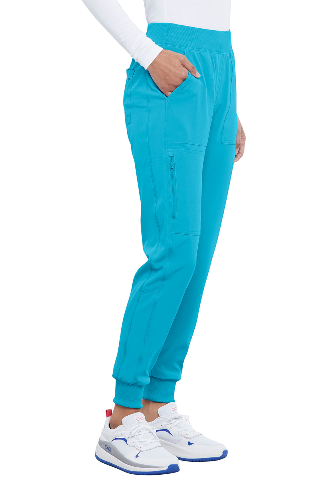 Allura CKA190 Mid Rise Jogger Teal Blue Model Image Left Side | Cherokee