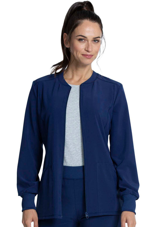 Allura CKA384 Zip Front Jacket Navy Model Image Front | Cherokee