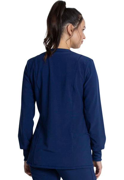 Allura CKA384 Zip Front Jacket Navy Model Image Back | Cherokee