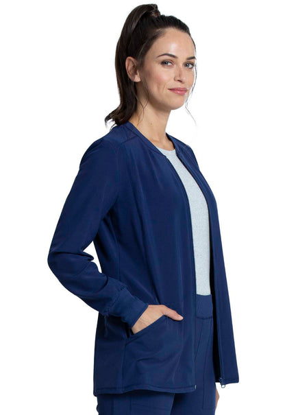 Allura CKA384 Zip Front Jacket Navy Model Image Left Side | Cherokee