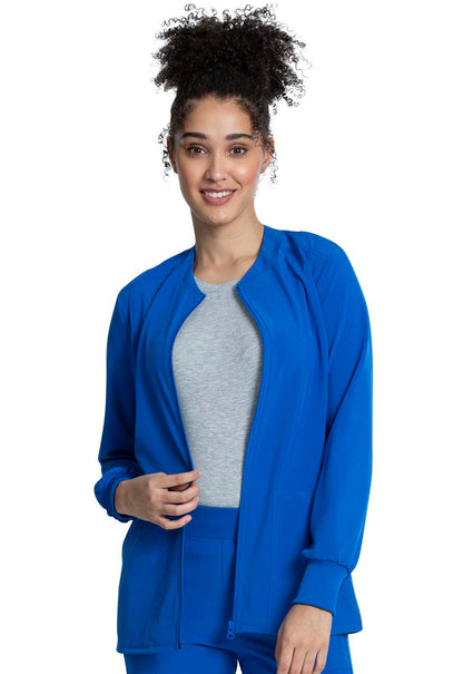 Allura CKA384 Zip Front Jacket Royal Model Image Front | Cherokee