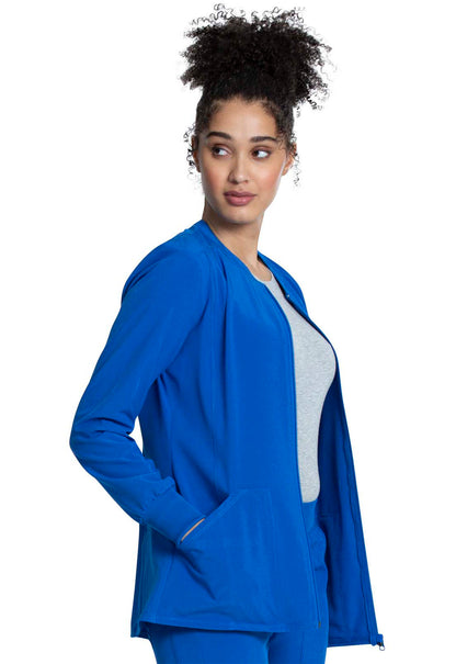 Allura CKA384 Zip Front Jacket Royal Model Image Left Side | Cherokee