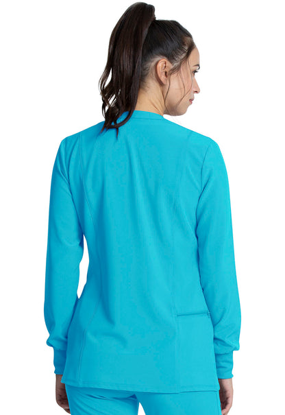 Allura CKA384 Zip Front Jacket Teal Blue Model Image Back | Cherokee