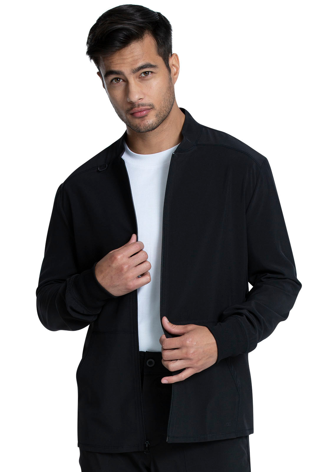 Allura CKA387 Men's Zip Front Jacket Black Model Image Front | Cherokee