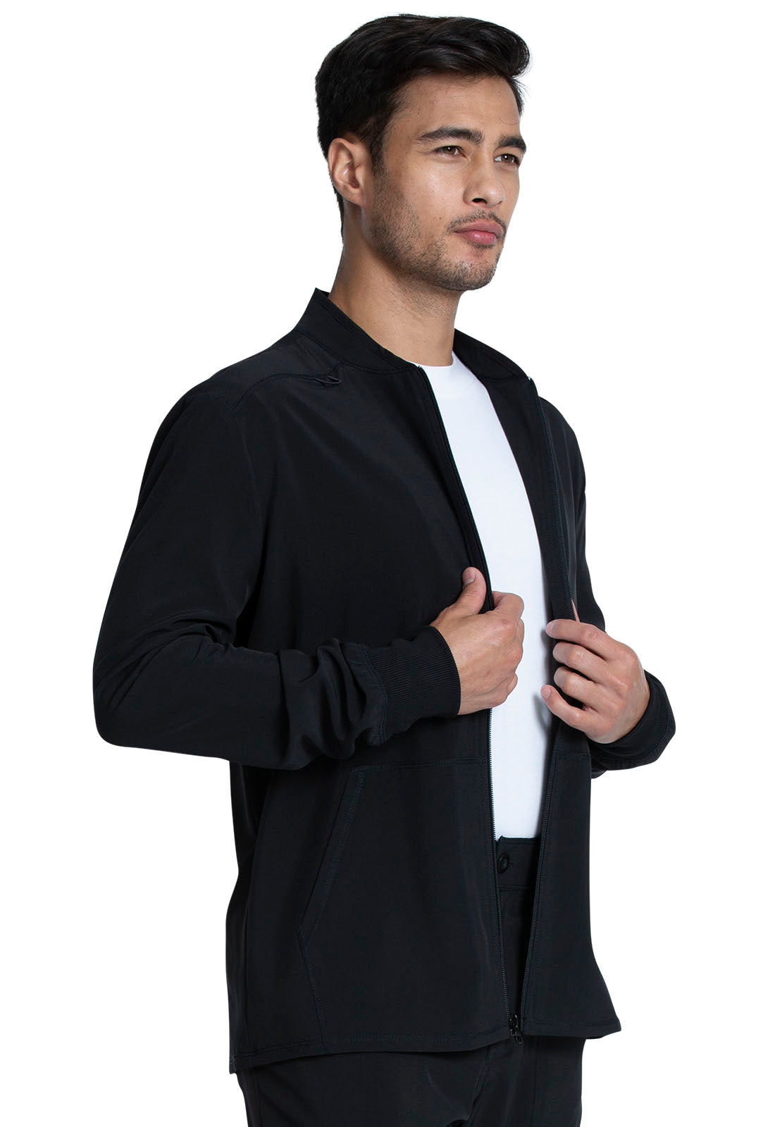 Allura CKA387 Men's Zip Front Jacket Black Model Image Left Side | Cherokee