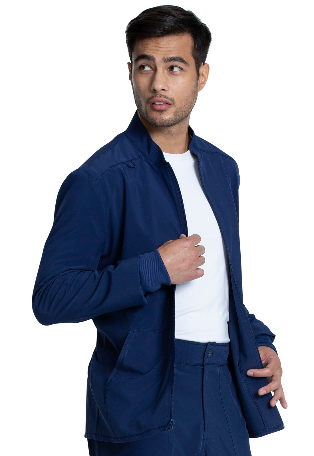 Allura CKA387 Men's Zip Front Jacket Navy Model Image Left Side | Cherokee