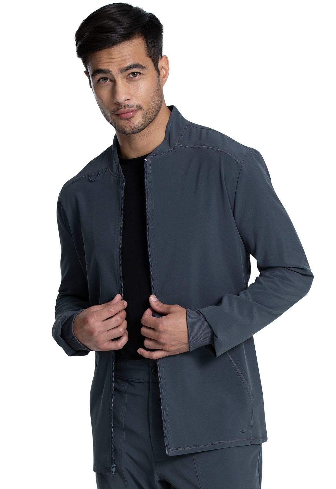 Allura CKA387 Men's Zip Front Jacket Pewter Model Image Right Side | Cherokee