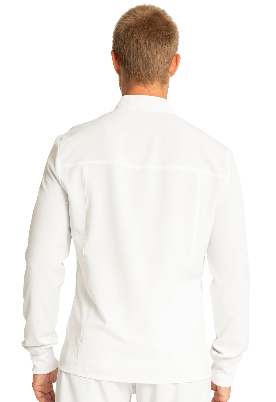 Allura CKA387 Men's Zip Front Jacket White Model Image Back | Cherokee