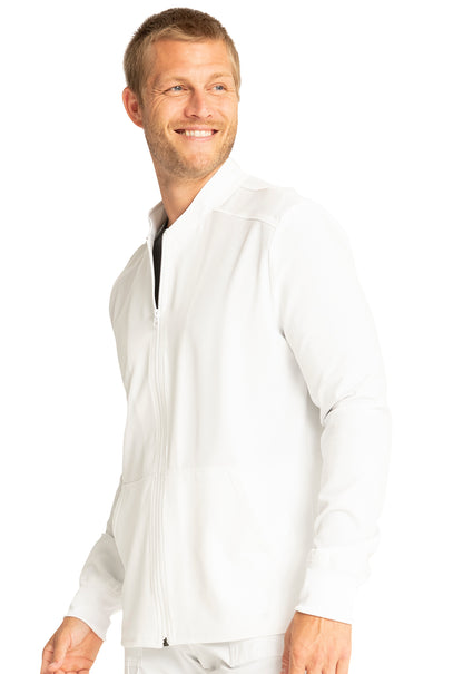 Allura CKA387 Men's Zip Front Jacket White Model Image Right Side | Cherokee