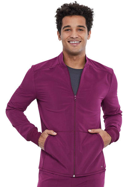 Allura CKA387 Men's Zip Front Jacket Wine Model Image Front | Cherokee