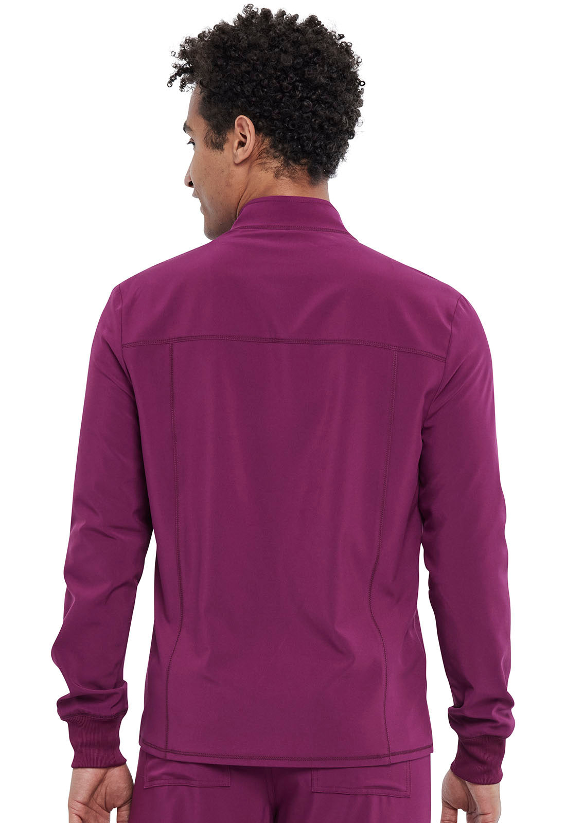 Allura CKA387 Men's Zip Front Jacket Wine Model Image Back | Cherokee