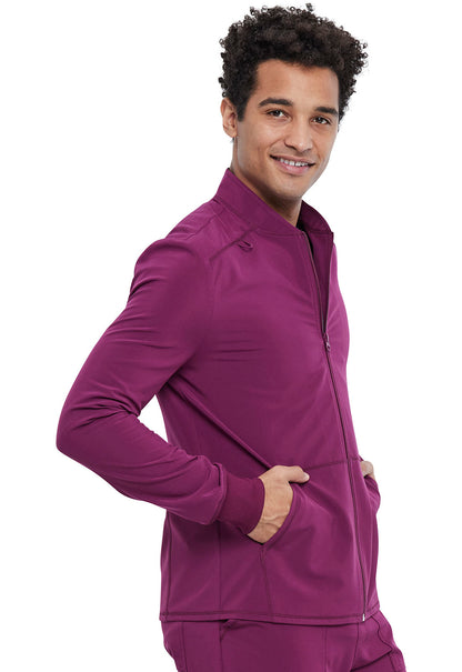 Allura CKA387 Men's Zip Front Jacket Wine Model Image Left Side | Cherokee