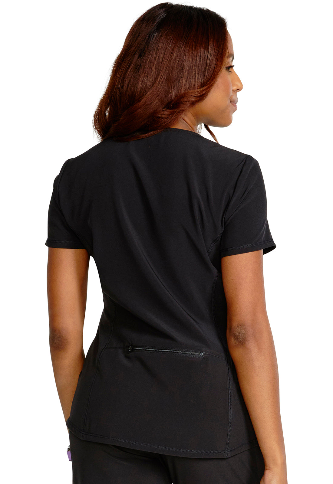 Allura CKA672 Round Neck top Black Model Image Back | Cherokee