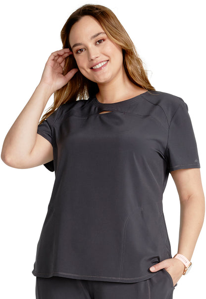 Allura CKA672 Round Neck top Pewter Model Image Front | Cherokee