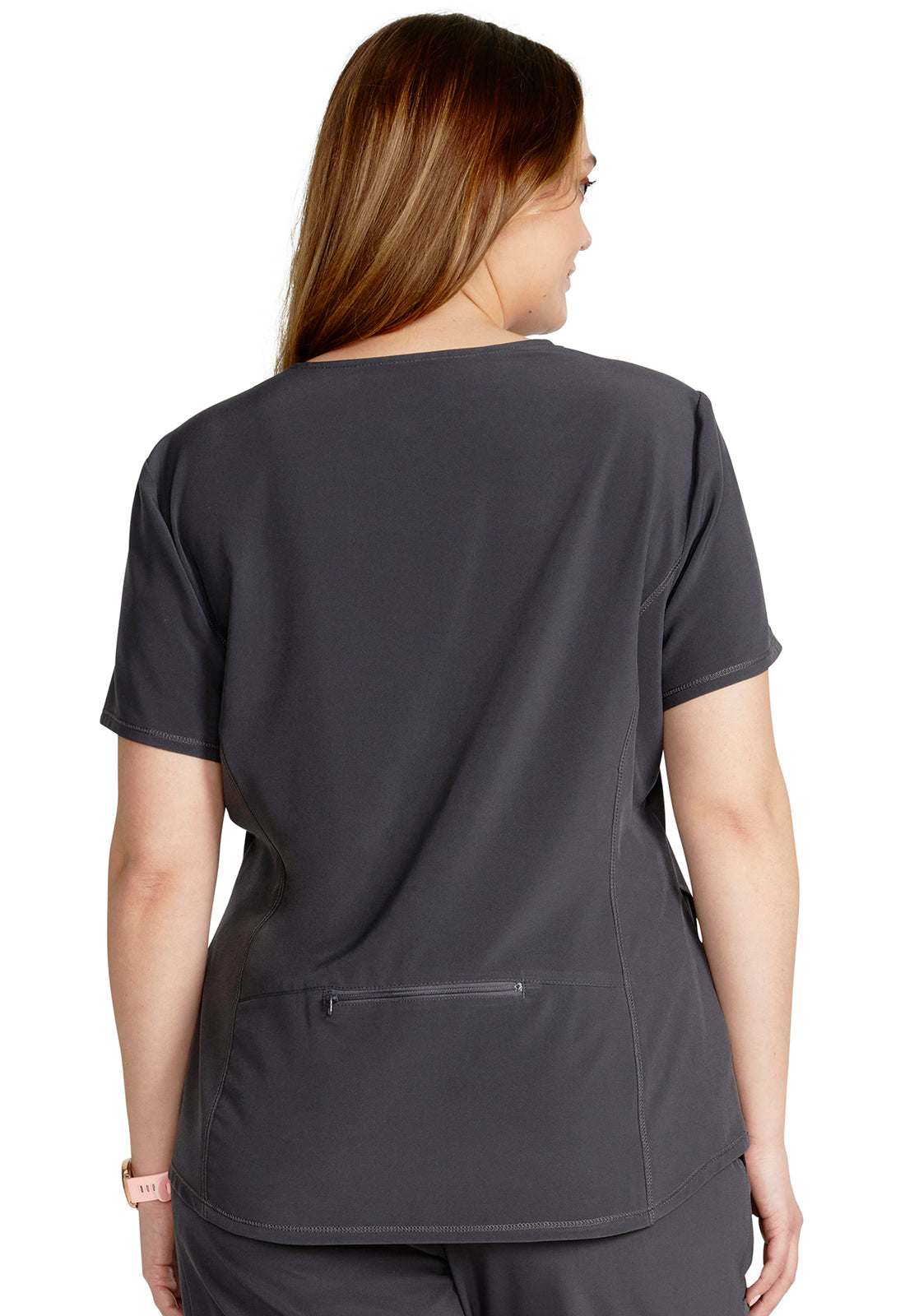 Allura CKA672 Round Neck top Pewter Model Image Back | Cherokee