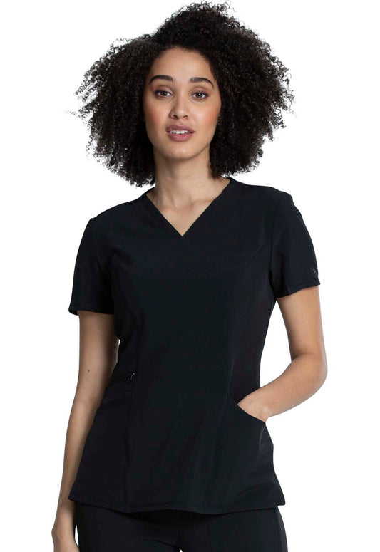 Allura CKA684 V-Neck Top Black Model Image Front | Cherokee