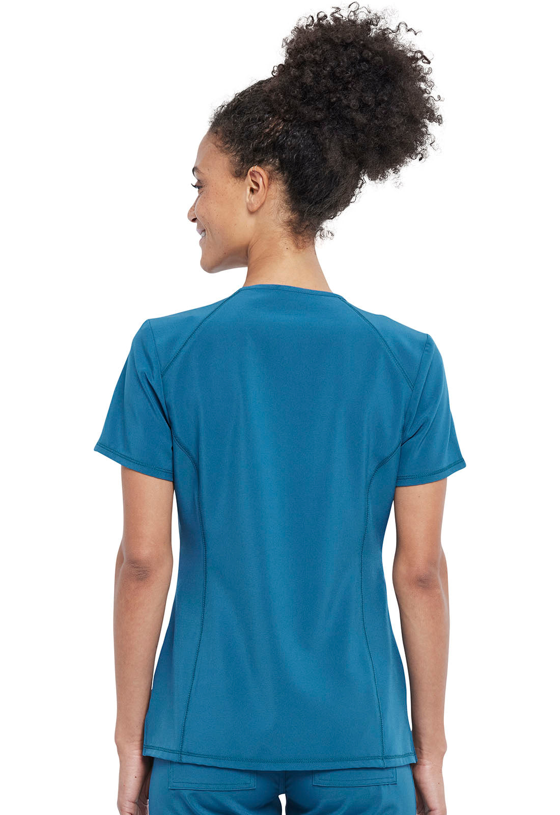 Allura CKA684 V-Neck Top Caribbean Blue Model Image Back | Cherokee