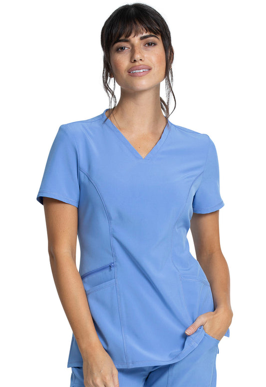 Allura CKA684 V-Neck Top Ciel Model Image Front | Cherokee