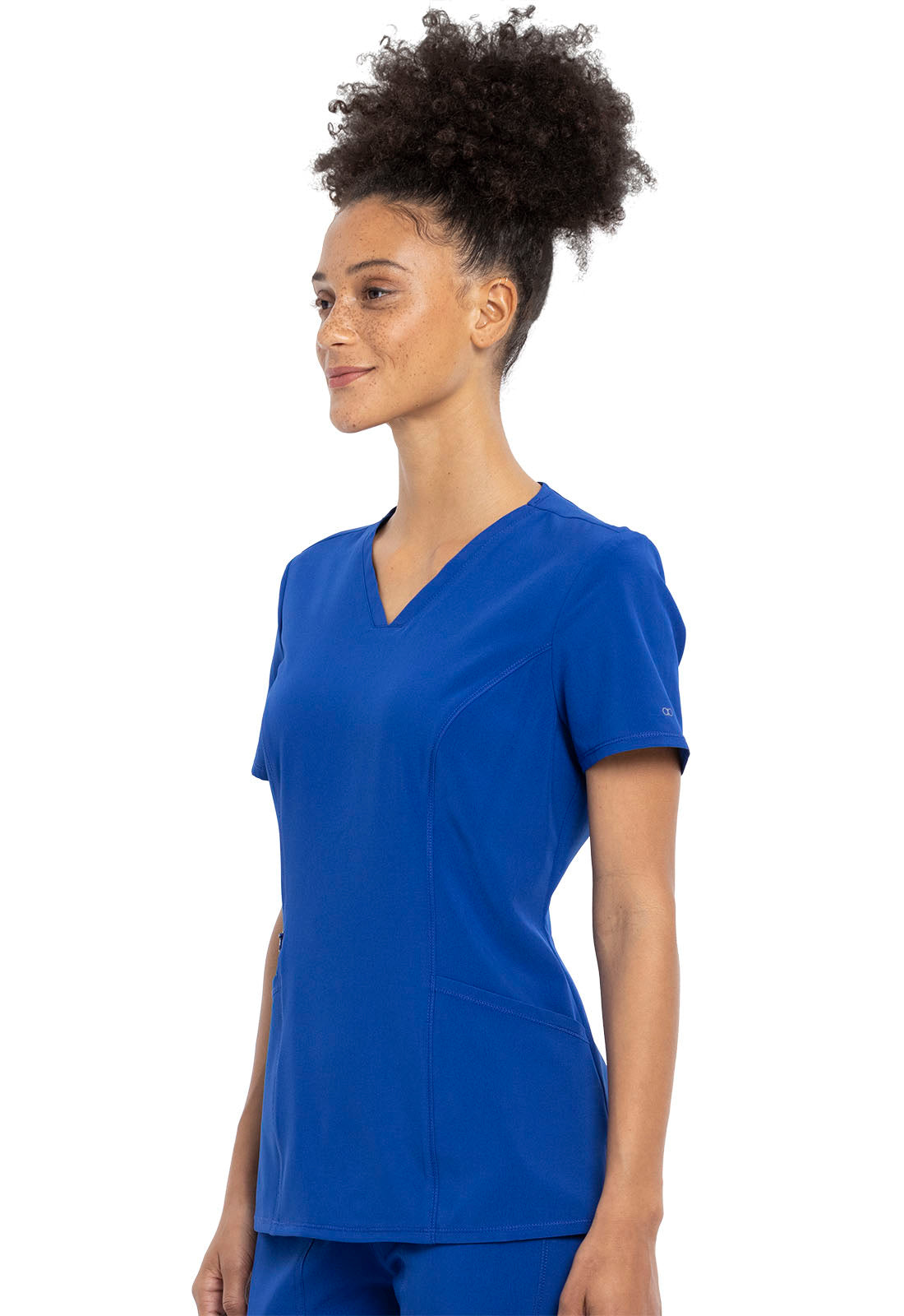 Allura CKA684 V-Neck Top Galaxy Blue Model Image Right Side | Cherokee