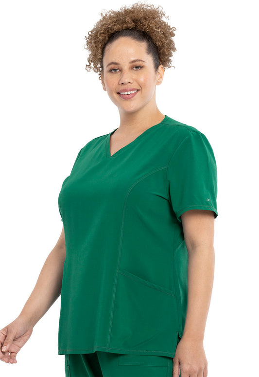 Allura CKA684 V-Neck Top Hunter Green Model Image Right Side | Cherokee