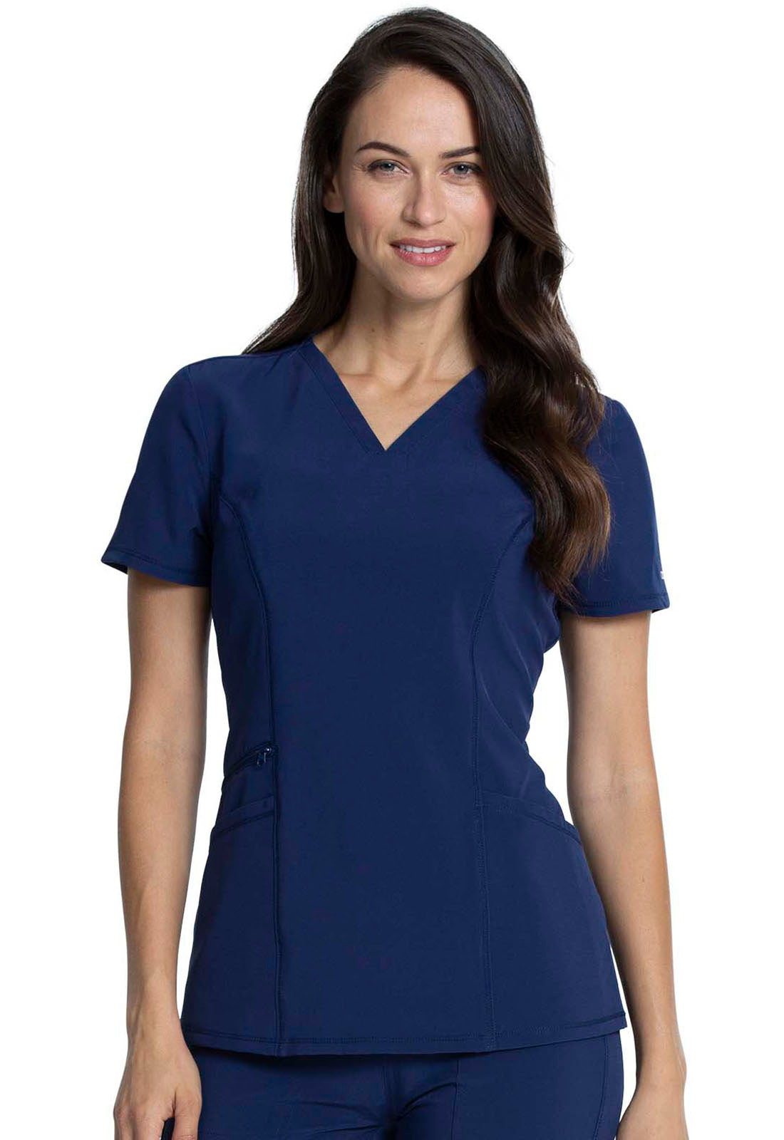 Allura CKA684 V-Neck Top Navy Model Image Front | Cherokee