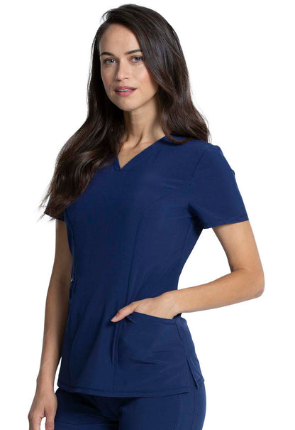 Allura CKA684 V-Neck Top Navy Model Image Right Side | Cherokee